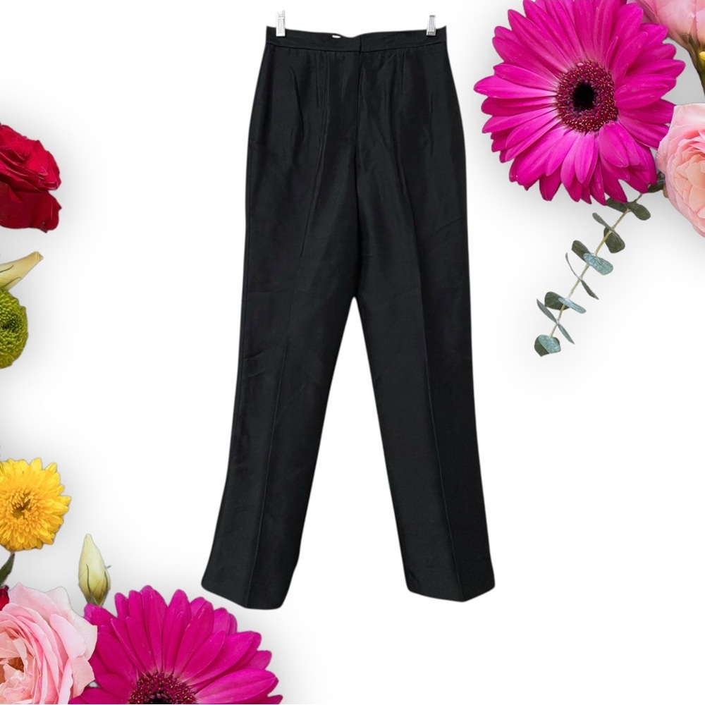 Vintage Josephine Chaus Elegant Black Silk Trousers Dress Pants